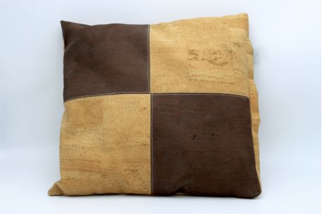 Housse de coussin en liège bi-ton naturel/marron - Avant