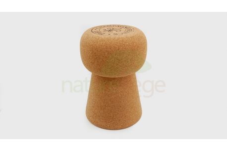 Tabouret en liège forme de bouchon de champagne.